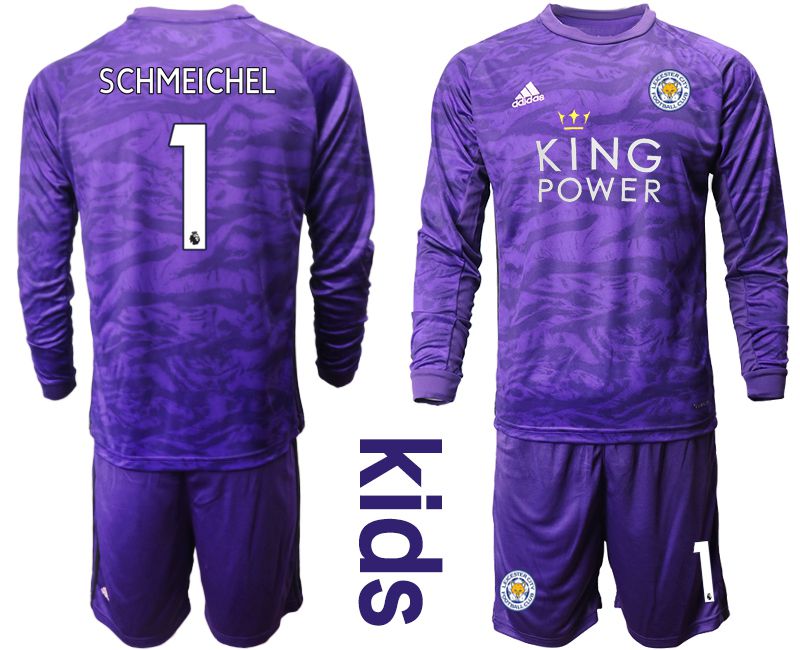 Youth 2019-2020 club Leicester City purple long sleeved Goalkeeper #1 Soccer Jersey